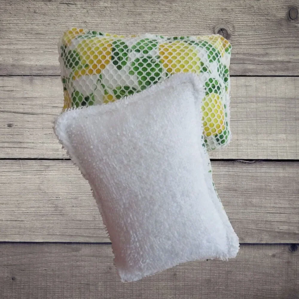 Reusable Sponge, Lemon Scrubby Dish Sponge, Set of 2